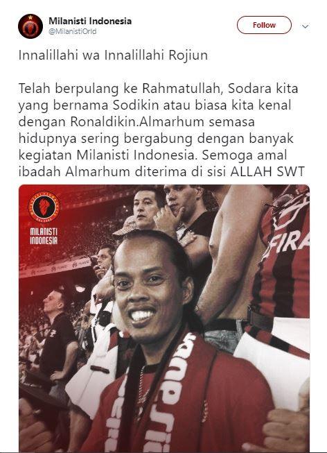 Ronaldikin meninggal dunia [twitter/MilanistiOrId]