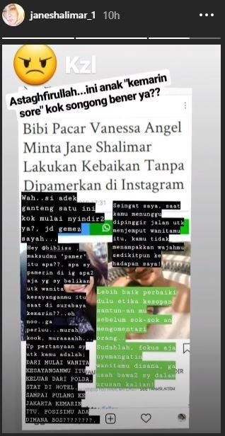 Jane Shalimar mengecam kekasih Vanessa Angel. [instagram/janeshalimar_1]