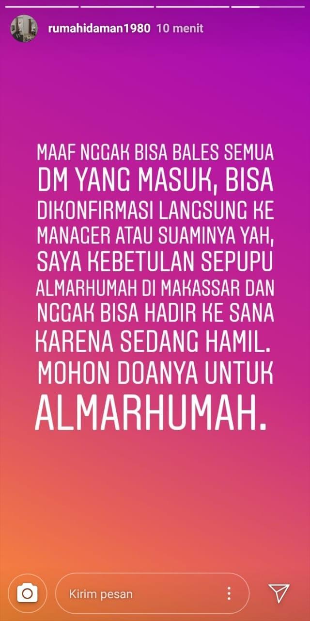 Saphira Indah meninggal dunia. [instagram]