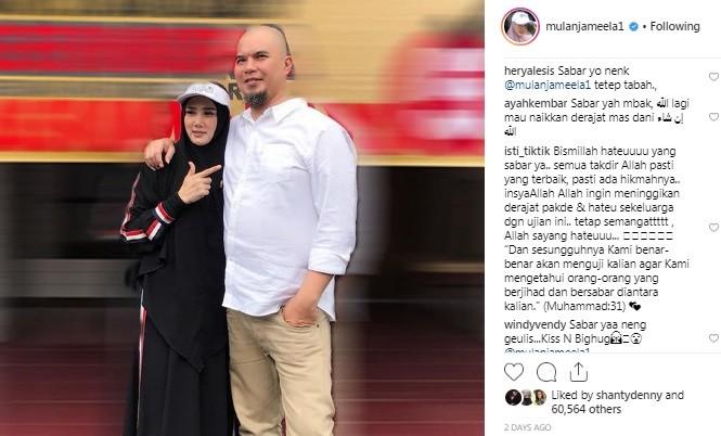 Mulan Jameela dipeluk mesra Ahmad Dhani. [Instagram]