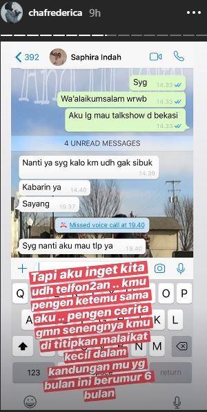 Pesan Saphira Indah untuk Chacha Frederica. [instagram/chafrederica]