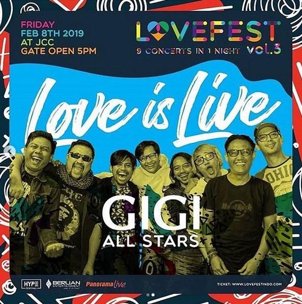 GIGI All Stars akan tampil di Lovefest 2019. (Instagram)