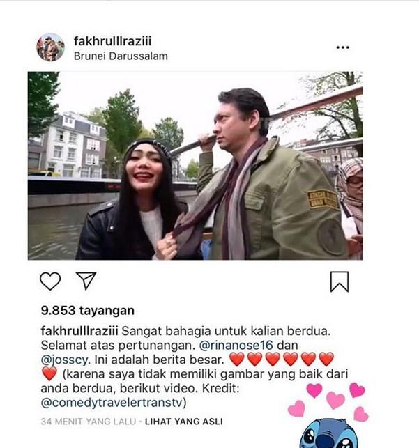 Rina Nose bersama lelaki yang diyakini sebagai tuangannya. (Lambe Turah)