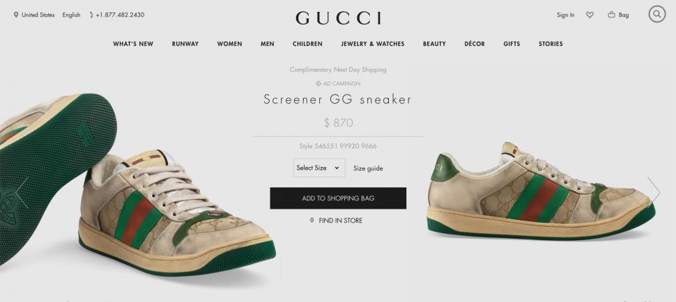 Gucci jual 'sepatu kotor' seharga Rp 12 juta, warganet kesal. (Dok. Gucci.com)