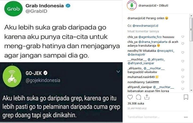 Psy War cuitan Gojek dan Grab [ig @dramaojol]