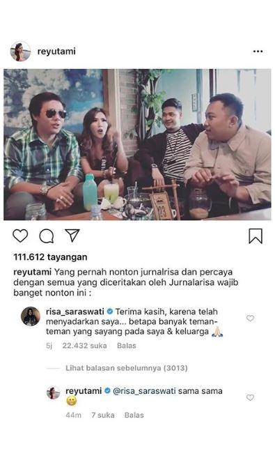 Rey Utami cs mengkritisi konten YouTube Jurnal Risa. [instagram/reyutami]