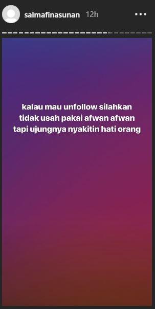 Salmafina Sunan persilahkan followers meninggalkannya. [instagram/salmafinasunan]