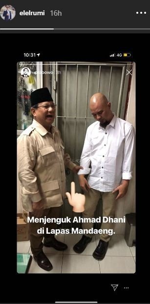 Senyum Ahmad Dhani bersama Prabowo yang diunggah El Rumi. [instagram/elelrumi]