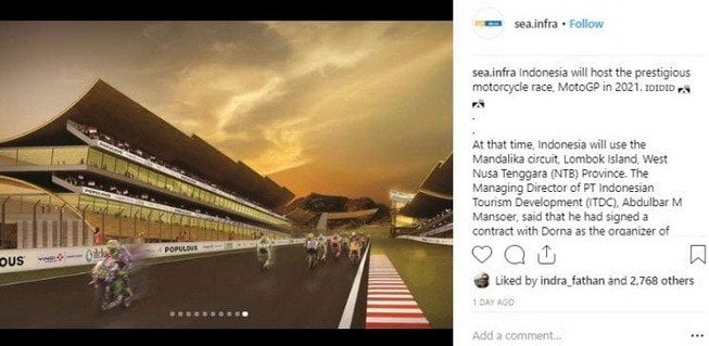 Megahnya Sirkuit Mandalika, tuan rumah MotoGP Indonesia 2021. [Instagram/@sea.infra]