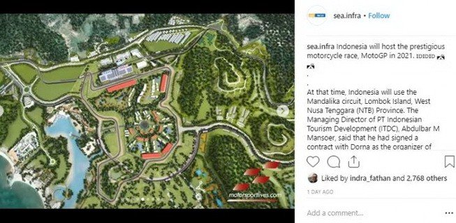 Megahnya Sirkuit Mandalika, tuan rumah MotoGP Indonesia 2021. [Instagram/@sea.infra]