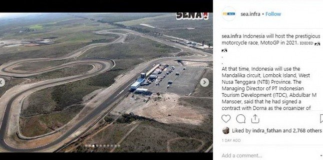 Megahnya Sirkuit Mandalika, tuan rumah MotoGP Indonesia 2021. [Instagram/@sea.infra]