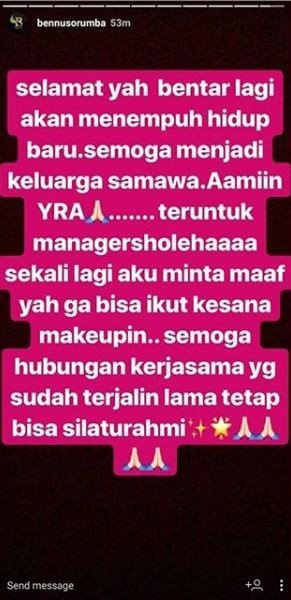 Bennu Soarumba mengucapkan selamat menikah untuk Syahrini? [instagram/bennusorumba]