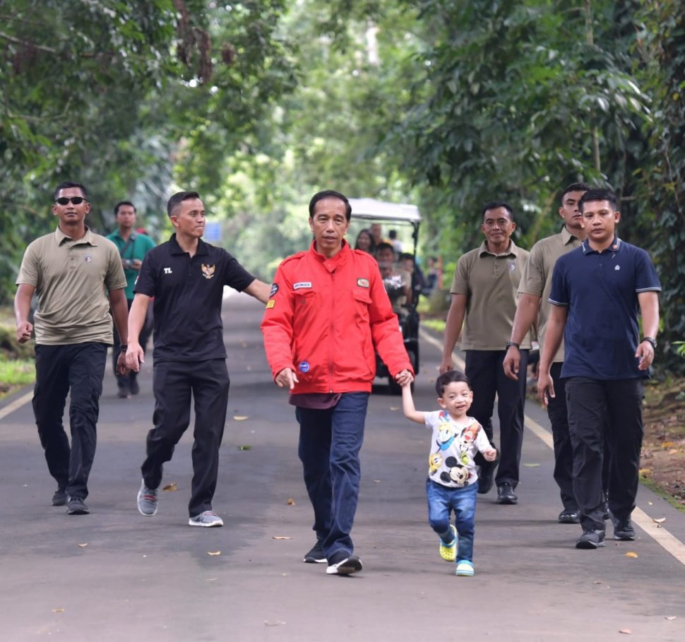 Presiden Jokowi ajak Jan Ethes Srinarendra jalan kaki di Kebun Raya Bogor. (Foto Biro Pers Sekretariat Presiden/Kris) 