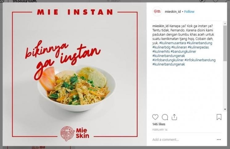 Mie Skin, Makanan Baru Sobat Misqueen (instagram.com/mieskin_id)