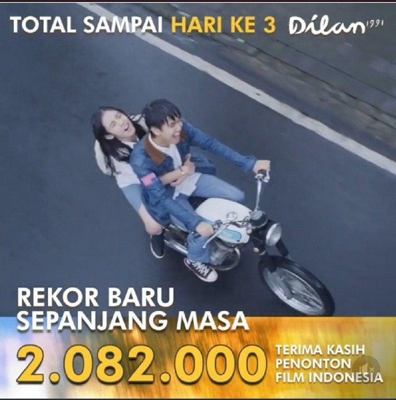 Dilan 1991 raih lebih dari 2 juta penonton hanya dalam waktu dua hari.
