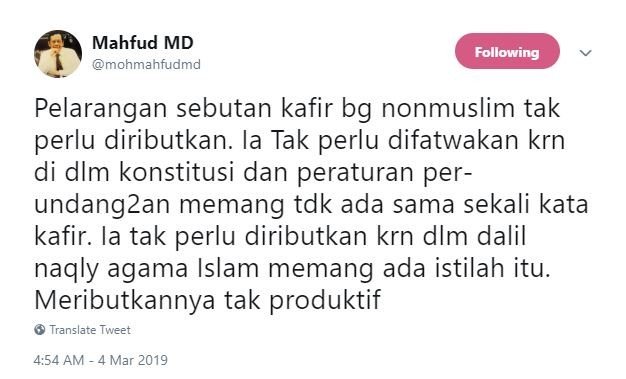 Cuitan Mahfud MD. [Twitter]