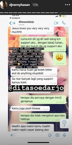 DJ Verny didukung mantan kekasih Denny Sumargo, Dita Soedarjo. [instagram/djvernyhasan].