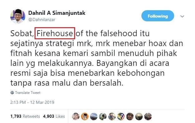 Cuitan typo Dahnil Anzar. [Twitter]