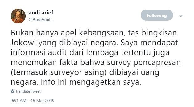 Cuitan Andi Arief. [Twitter]