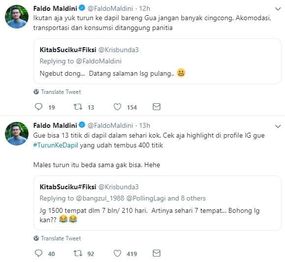 Debat Faldo Maldini dan warganet. [Twitter/@FaldoMaldini]