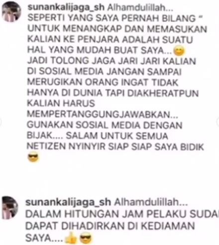 Sunan Kalijaga geram dengan viralnya video Salmafina Sunan dugem. [instagram/sunankalijaga_sh]