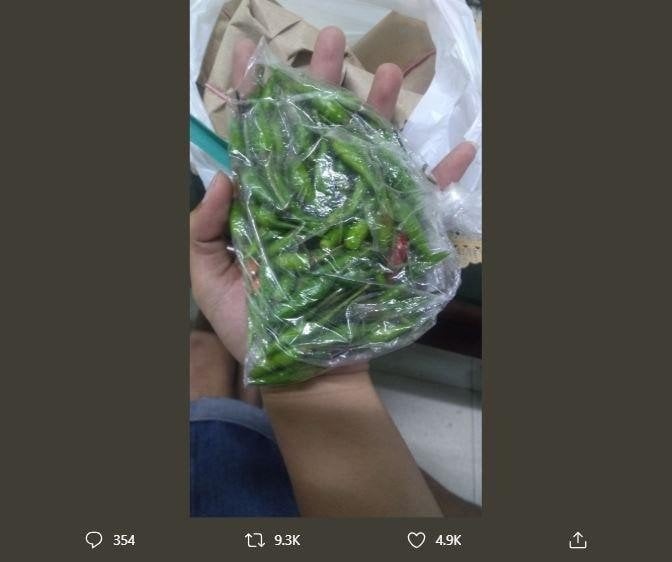 Pesanan nasi goreng ini viral karena disertai cabai dalam jumlah banyak. (Dok. Twitter/Dwisetyor)