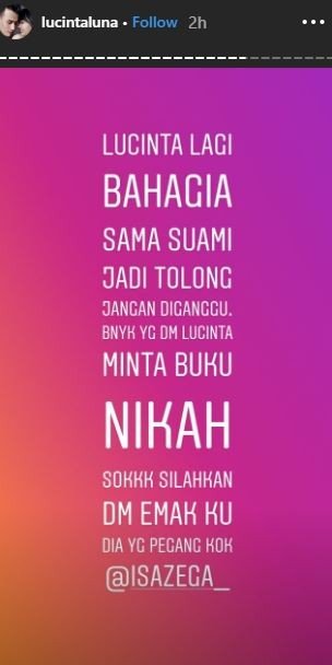 Lucinta Luna didesak tunjukkan buku nikah. [instagram/lucintaluna]