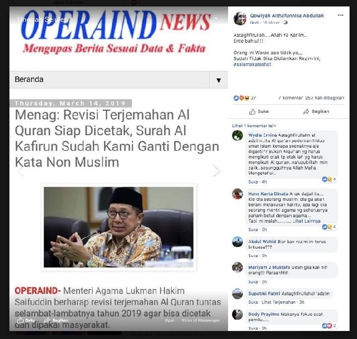 CEK FAKTA: Kemenag Ganti Terjemahan Surah Al Kafirun Jadi ...