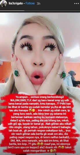 Curhat Lia Ladysta di Instagram soal kasusnya dengan Syahrini.