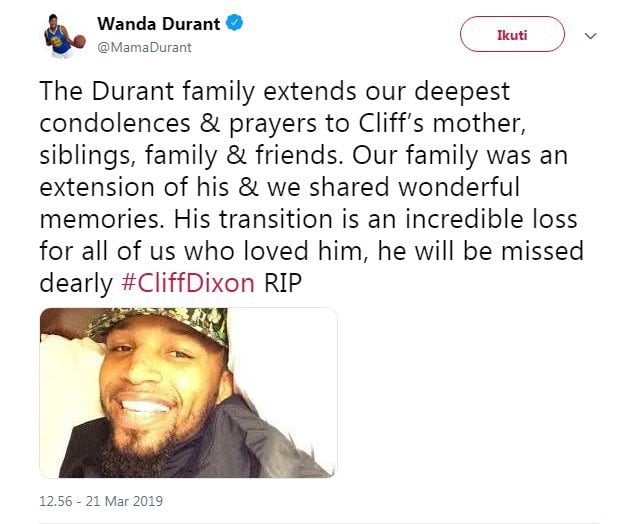 Postingan Ibunda Kevin Durant. [Twitter@MamaDurant]