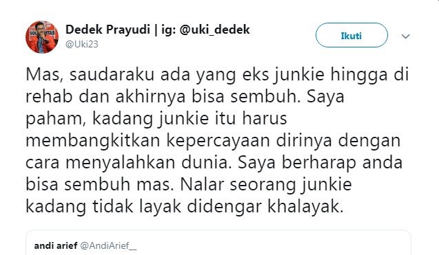 cuitan balasan PSI menjawab sindiran Andi Arief (Twitter)