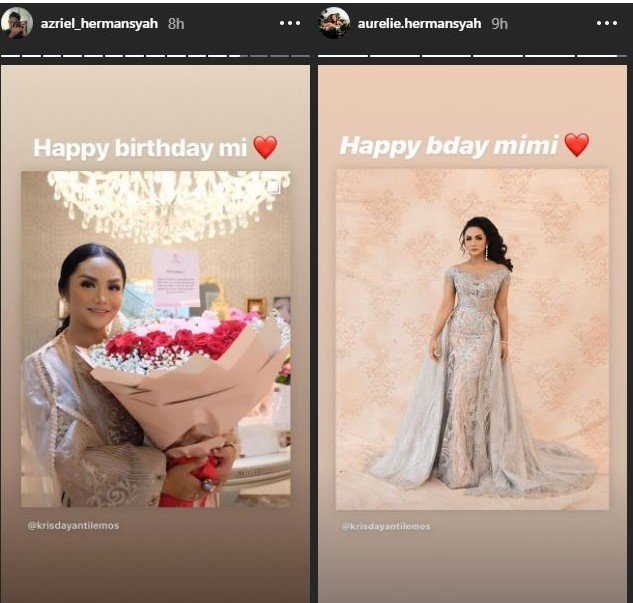 Ucapan Aurel dan Azriel Hermansyah kepada Krisdayanti. [instagram]