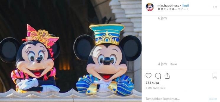 Kostum wajah Mickey Mouse sebelumnya. (Instagram/@min.happines)