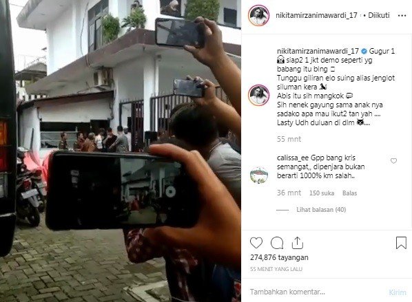 Postingan Nikita Mirzani soal Kriss Hatta masuk Bulak Kapal. [Instagram]