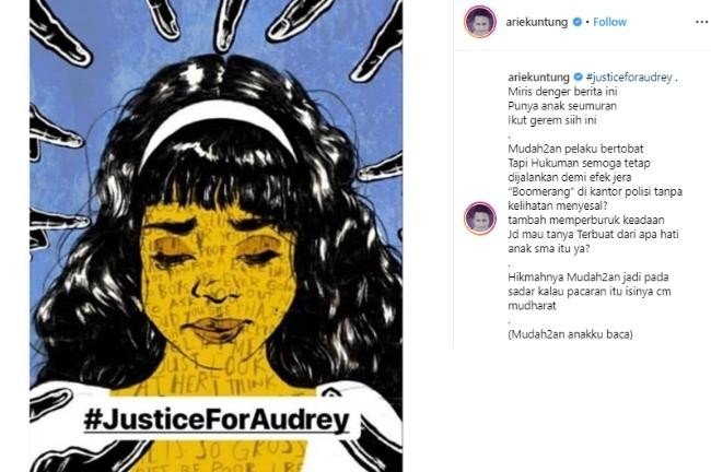 Dukungan selebritis terhadap Audrey, korban bullying di Pontianak, Kalimantan Barat. [instagram]