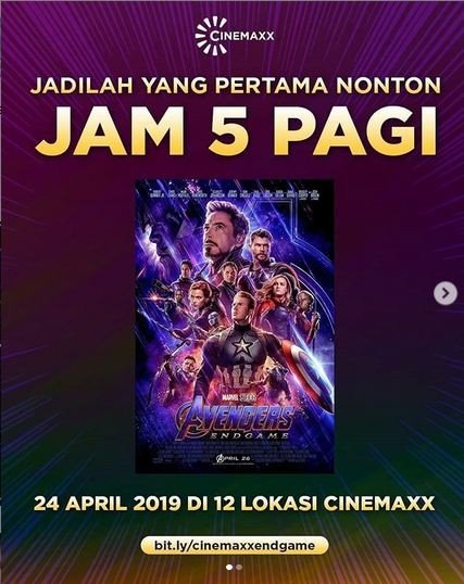 Perang penayangan film Avengers: Endgame di bioskop [Instagram]