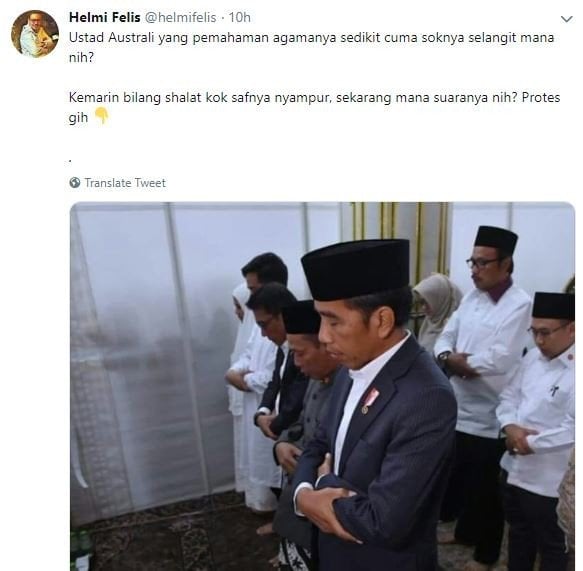 Salat Jokowi jadi dipersoalkan seorang warganet. [Twitter]