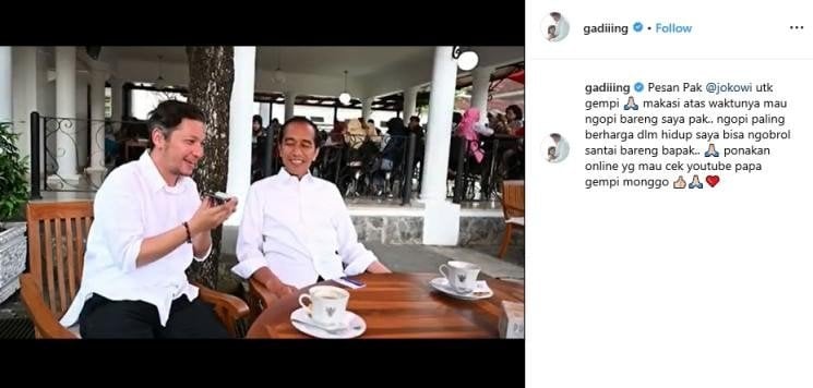 Kebersamaan Gading Marten dengan Jokowi. [instagram/gadiiing]