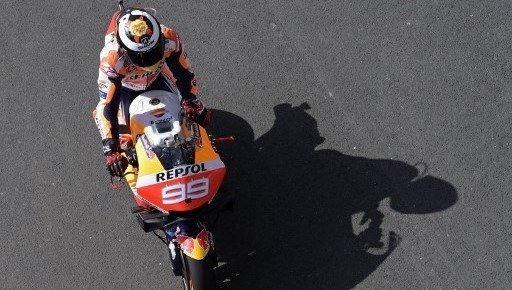 Rider Spanyol Jorge Lorenzo saat sesi latihan di MotoGP Argentina. JUAN MABROMATA / AFP