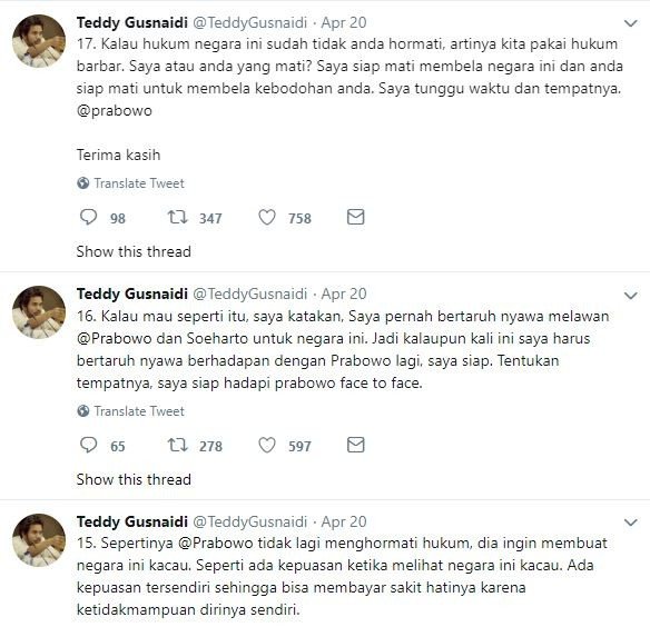 Cuit Teddy Gusnaidi. [Twitter]