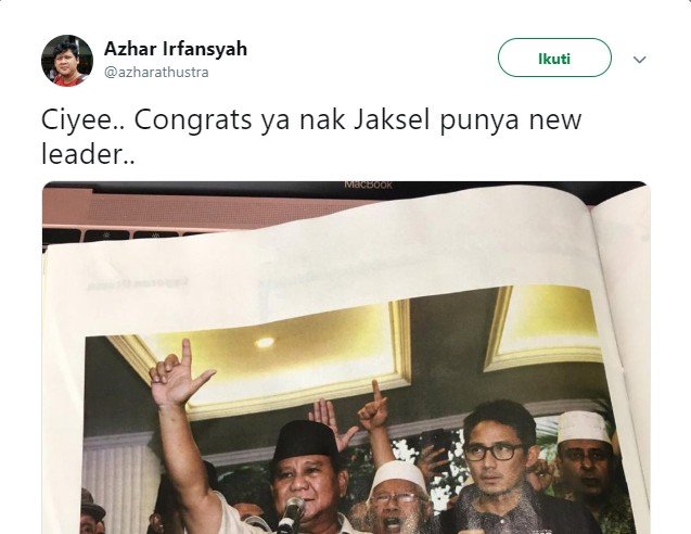 Prabowo Presiden Jakarta Selatan (Twitter)