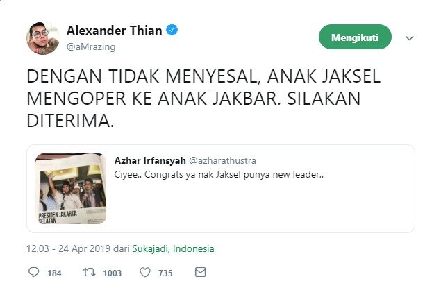 Prabowo Presiden Jakarta Selatan (Twitter)