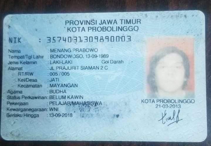 Pria bernama unik, Menang Prabowo. (istimewa)