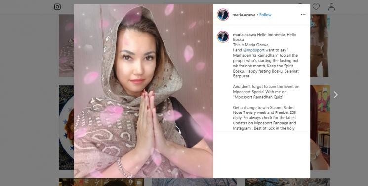 Biasa Pamer Foto Bikini, Maria Ozawa Berkerudung: Selamat Berpuasa Bosku. (instagram.com/maria.ozawa)