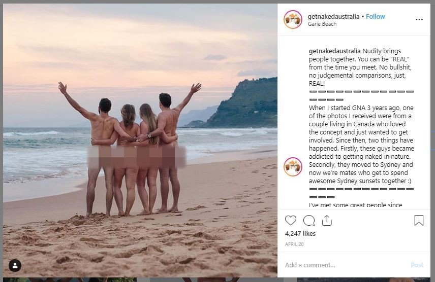 Gerakan foto liburan telanjang jadi tren di Australia (instagram.com/getnakedaustralia)