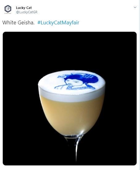 Cocktail White Geisha di restoran Gordon Ramsay (twitter.com/LuckyCatGR)