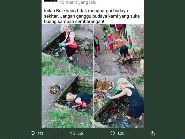 Viral bule bersihkan sampah di selokan (twitter.com/MuhammadiyahGL)