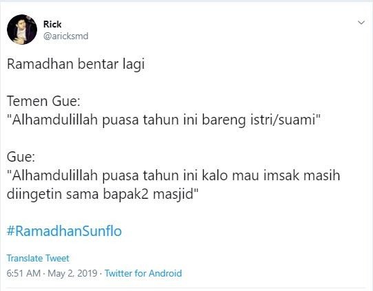 Cuitan kocak netizen jelang Ramadan (twitter.com/aricksmd)