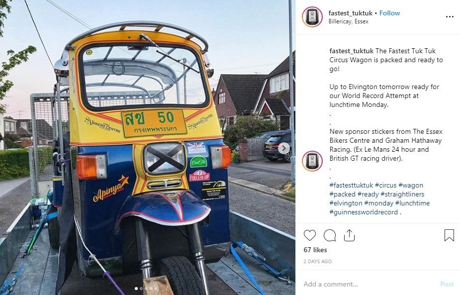 Diganti Mesin Daihatsu, Tuk Tuk Ini Pecahkan Rekor Tercepat di Dunia. (Instagram/fastest_tuktuk)