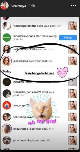 Luna Maya pamerkan notifikasi Jessica Alba. [instagram/lunamaya]